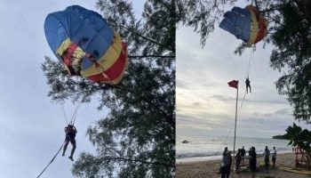 Туриста спасли с дерева после несчастного случая с парасейлингом на пляже Пхукета