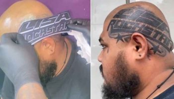 Фанатские татуировки "Лиза Рокстар" на голове после съемок клипа