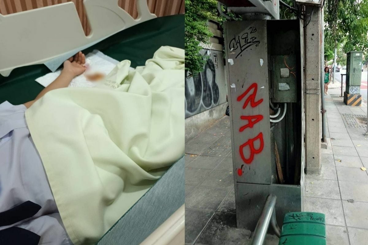 Тайский мальчик получил удар током и травму пальца на автобусной остановке в Бангкоке