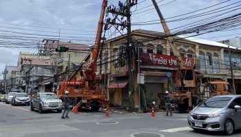 На Phuket Rd. начали демонтаж линии электропередач