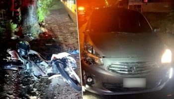 Сонный водитель врезался в мотоцикл в Чаченгсао