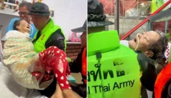 Пожилая женщина, оказавшаяся в ловушке у себя дома из-за наводнения, спасена в Яле (видео)