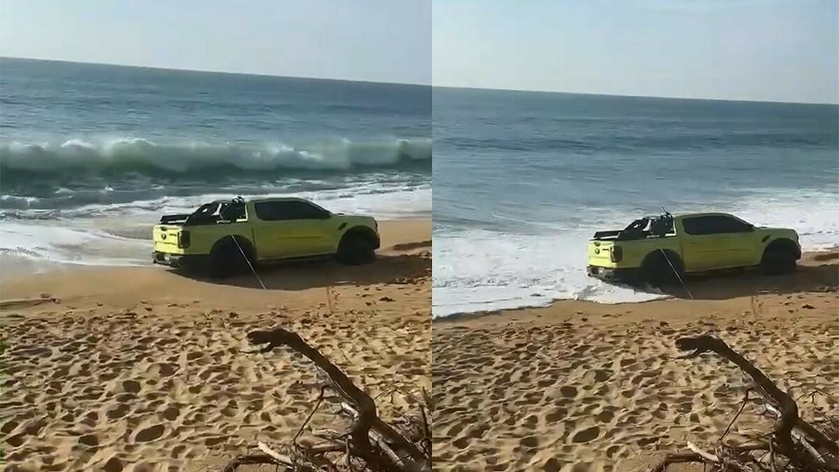 Застрявший на пляже пикап иностранного водителя застрял на Пхукете (видео)