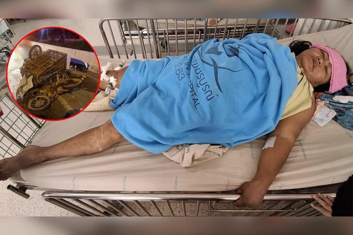 В результате наезда трехколесного велосипеда в Пхетчабуне водитель получил серьезные травмы