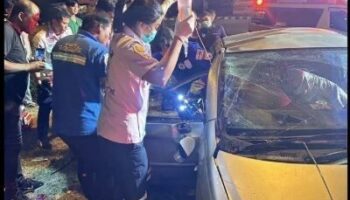 Водитель попал в ловушку из-за того, что автомобиль врезался в круг морских коньков на Пхукете