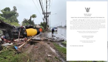 Бетономешалка протаранила придорожное здание на Пхукете