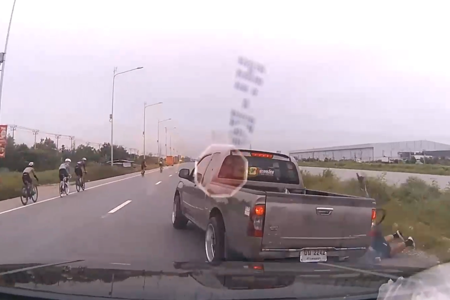 cyclist injured after being hit by pickup, flung off road