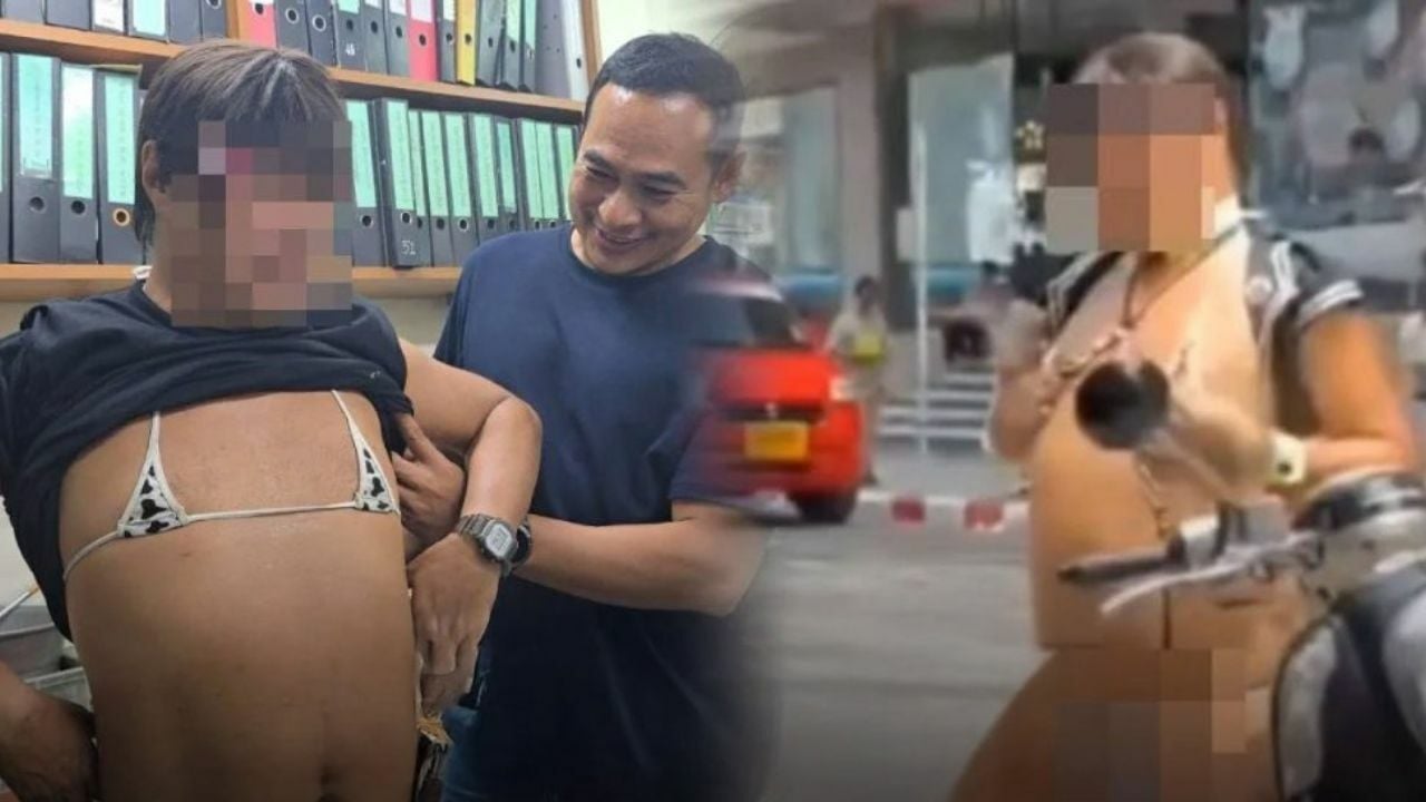 Бикини бандзай! Японца оштрафовали за откровенное шоу на дороге в Таиланде