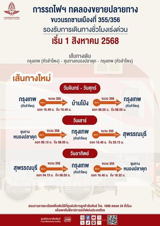 Облегчение в часы пик в Бангкоке, поскольку SRT испытывает новый маршрут поезда