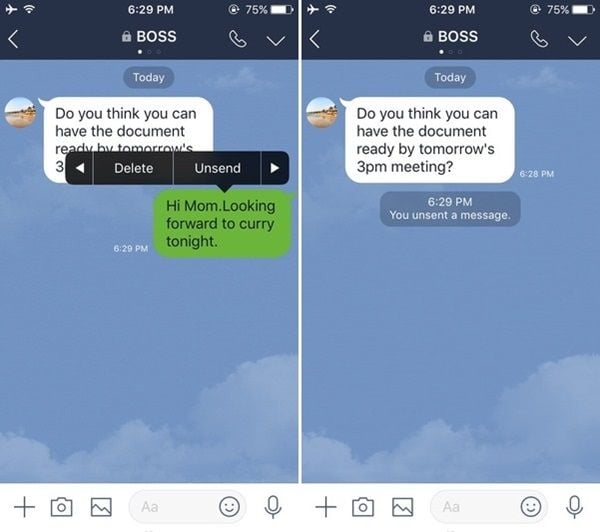 Сообщение: LINE Таиланд сокращает время отмены отправки до всего лишь 1 часа