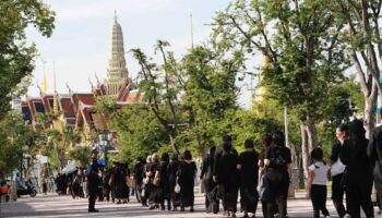 Толпы собираются, чтобы отдать дань уважения своей любимой покойной Королеве-Матери