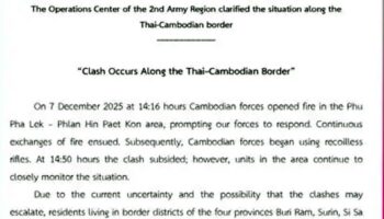 Тайская армия сообщает о пограничном столкновении в Пху Пха Лек, поскольку эвакуация расширяется на четыре провинции