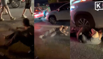 Иностранный мужчина катится по дороге в Пхукете рядом с EDC Таиланд