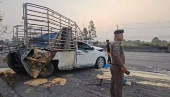 Попытка обгона приводит к многократной аварии в Сарабури, восемь пострадавших