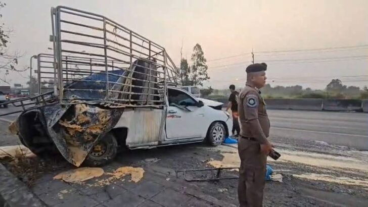 Попытка обгона приводит к многократной аварии в Сарабури, восемь пострадавших