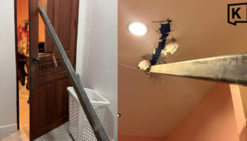 Стальная арматура падает с крана роскошной кондоминиума в дом на Пхукете