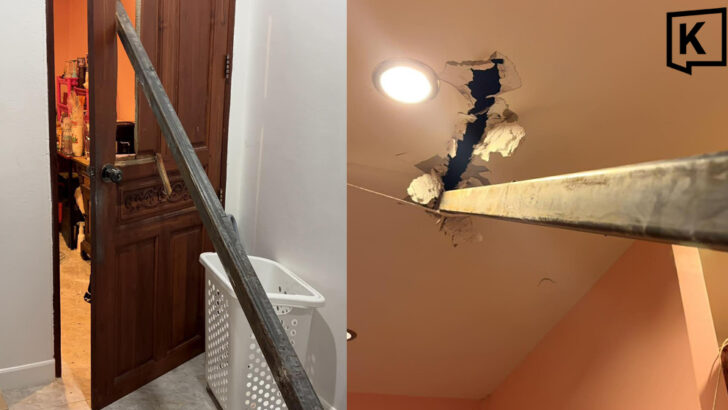 Стальная арматура падает с крана роскошной кондоминиума в дом на Пхукете