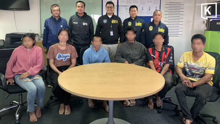 Таиландская полиция arrest migrant workers at Pattaya market