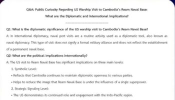 Центр информации Таиланд–Камбоджа смахивает значение посещения американским военным кораблем базы ВМФ Риам