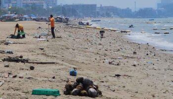 Пляж Джомтиен в Паттайе, покрытый мусором