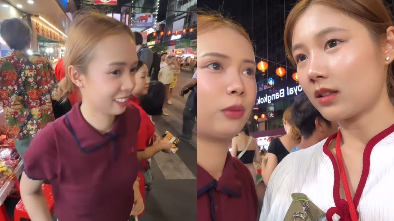 Тайская женщина предупреждает других о порезах сумок в китайском квартале Бангкока