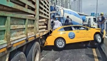 Грузовик с деревом сбил 7 автомобилей в Бангкоке, 1 мертв, несколько раненых