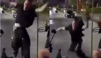 Турист падает с движущегося сонгтео после неудачного бэкфлипа
